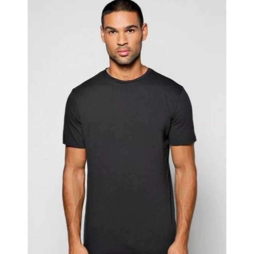 BoohooMAN Mens Black Crew Neck T-Shirt XL 100% Cotton Comfortable Casual Fit